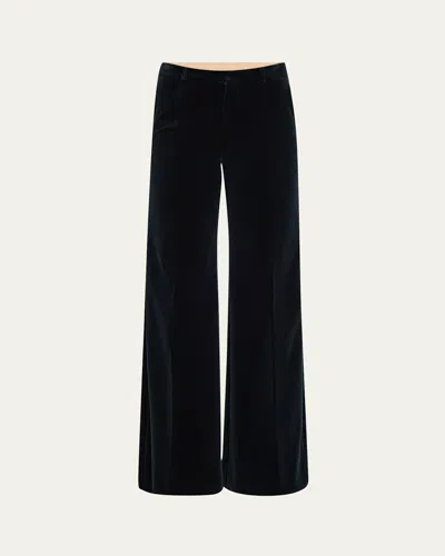 Chloé Velvet Wide Leg Trousers In Evening Blue