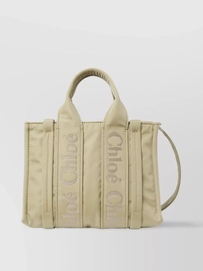 Chloé Versatile Woody Tote Bag With Adjustable Strap In Beige