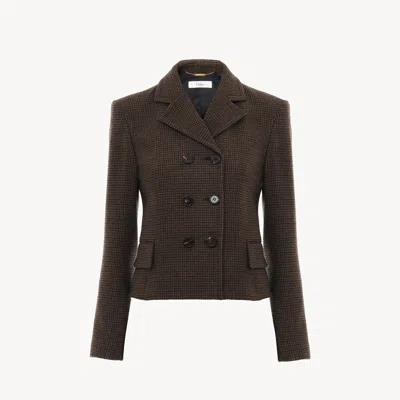 Chloé Veste Ajustée Croisée En Laine Pied-de-poule