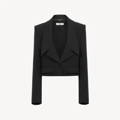 Chloé Veste Blazer Héritage En Gabardine De Laine Femme Noir Taille 38 100% Laine Vierge, Horn Bubalus Bub In Black