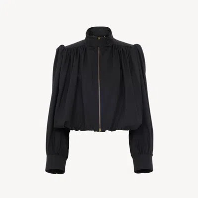Chloé Gathered Boule Jacket In Cotton Canvas In Black