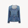 Chloé Denim Ruffled Equestrian Jacket In Multi