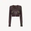Chloé Bordeaux Cropped Jacket With U Neck In Leather Woman In Brown