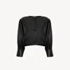 Chloé Cropped Collarless Jacket In Leather In Black
