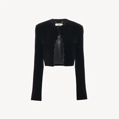 Chloé Cropped Spencer Jacket In Soft Cavalry Cotton In Black