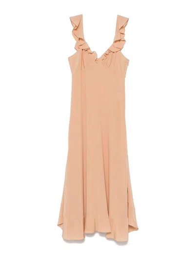 CHLOÉ VESTIDO MIDI - MARRÓN