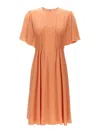 Chloé Silk Dress With Frontal Drapery In Nude & Neutrals