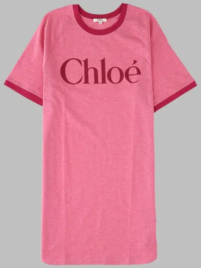 Chloé Vestito Maxi T Shirt In Pink