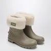 Chloé Vetiver Green Rubber Boots In Gray