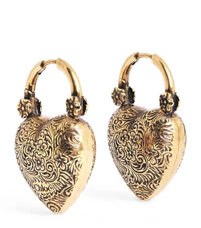 Chloé Victorian Heart Earrings In Gold