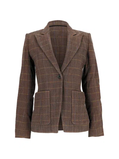 Pre-owned Chloé Vintage 2023 Checkered Blazer In Brown
