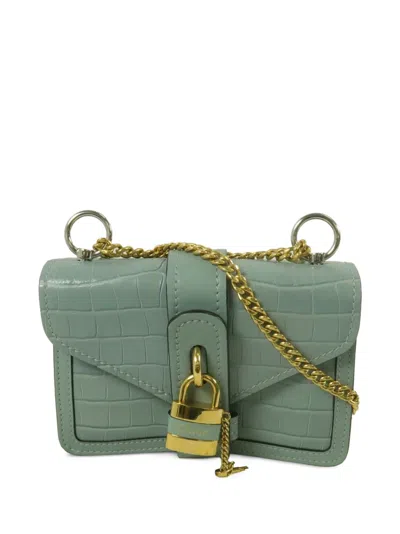 Pre-owned Chloé Vintage Aby Croc-effect Shoulder Bag In Blue