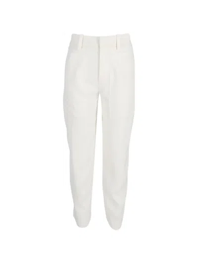 Pre-owned Chloé Vintage Belt-loops Straight-leg Trousers In White