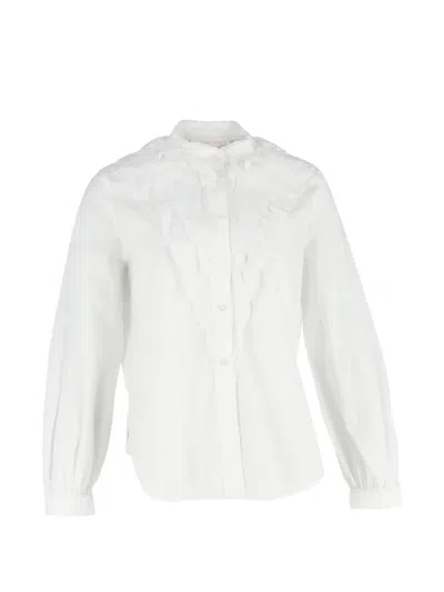 Pre-owned Chloé Vintage Broderie-anglaise Flounces Shirt In White
