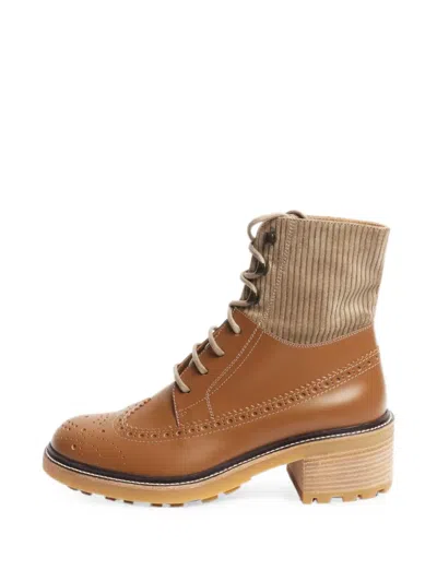 Pre-owned Chloé Vintage Brogued Ankle Boots In Brown