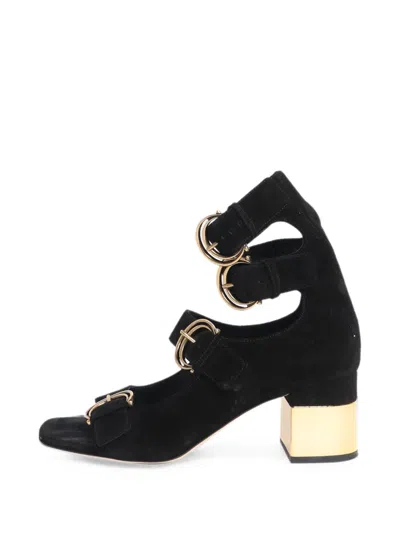 Pre-owned Chloé Vintage Buckle-fastening Heeled Sandals In Black