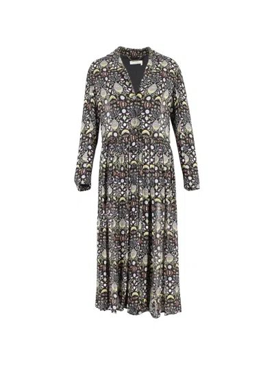 Pre-owned Chloé Vintage Button-fastening Printed Dress In Black