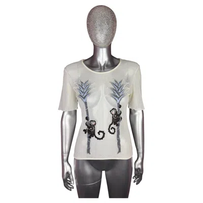 Pre-owned Chloé Vintage  By Phoebe Philo Runway Spring 2002 Monkey & Palm Tree Mesh Top In Gray