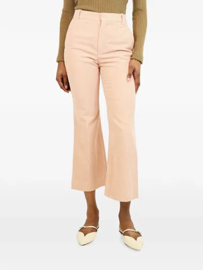 Pre-owned Chloé Vintage Corduroy Cropped Bootcut Trousers In Pink