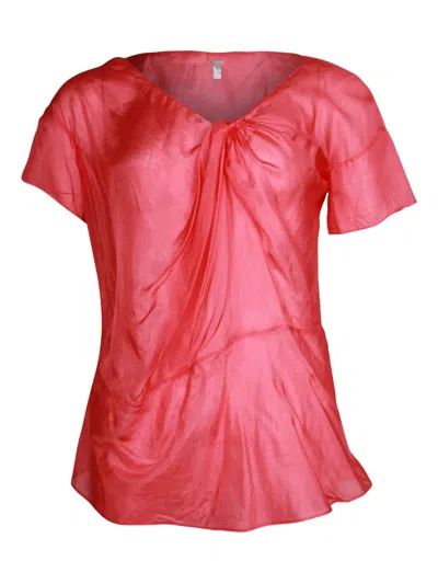 Pre-owned Chloé Vintage Draped Short-sleeve Top In Red