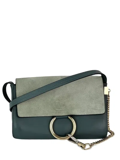 Pre-owned Chloé Vintage Faye Chain-strap Leather Cross Body Bag In Green