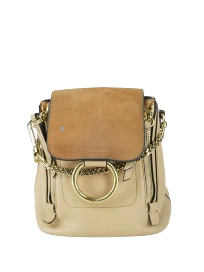 Pre-owned Chloé Vintage Faye Mini Leather Backpack In Neutral