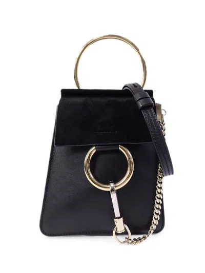 Pre-owned Chloé Vintage Faye Ring-detail Shoulder Bag In Black