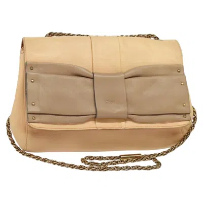 Pre-owned Chloé Chloe Vintage Flap Shoulder Bag Leather Beige Leather Shoulder Bag Bag () In Sand