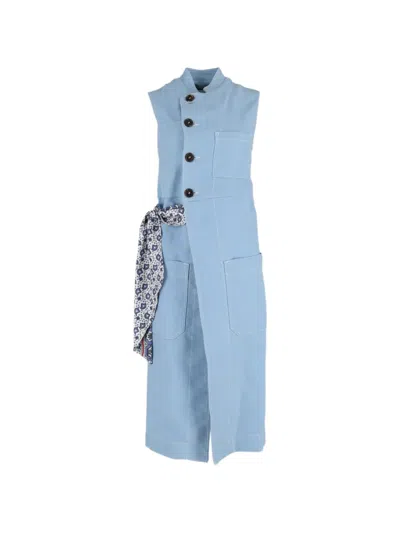 Pre-owned Chloé Vintage Floral-print Wrap Midi Dress In Blue