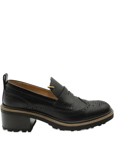 Pre-owned Chloé Vintage Franne Penny Loafers In Black
