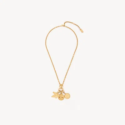 Chloé Brass Necklace With Charms In Gold