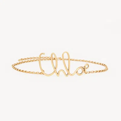 Chloé Adjustable Chain Necklace Script Pendant In Gold