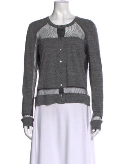 Pre-owned Chloé Vintage Lace Pattern Button-up Top In Gray