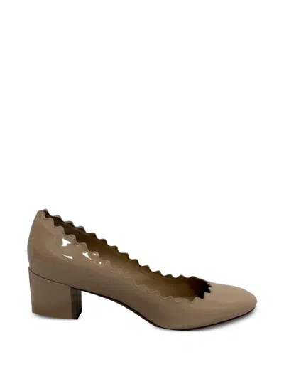 Pre-owned Chloé Vintage Lauren Scalloped Pumps In Neutral