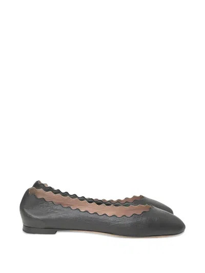 Pre-owned Chloé Vintage Leather Ballerina Shoes In Black