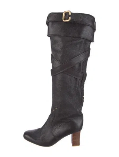 Pre-owned Chloé Vintage Leather Boots In Black