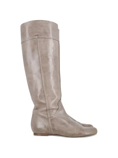 Pre-owned Chloé Vintage Leather Boots In Neutral