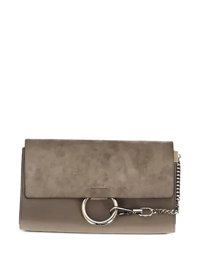 Pre-owned Chloé Vintage Leather Chain Clutch Bag In Neutral