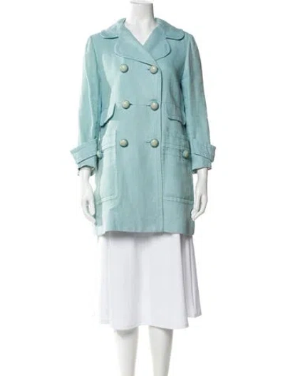 Pre-owned Chloé Vintage Linen Trench Coat In Blue