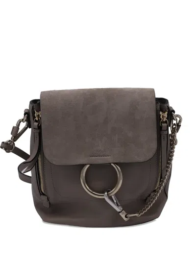 Pre-owned Chloé Vintage Medium Faye Suede Cross Body Bag In Gray