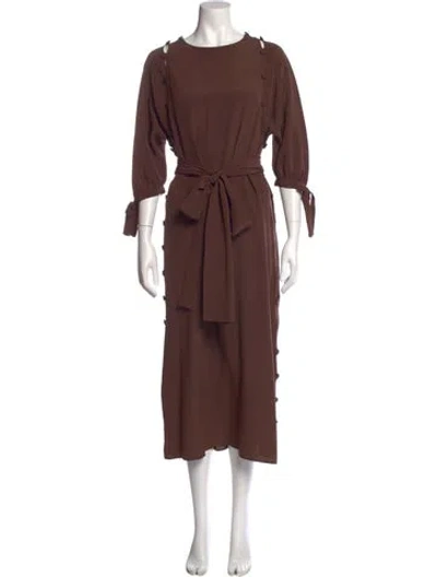 Pre-owned Chloé Vintage Midi Length Dress In Brown