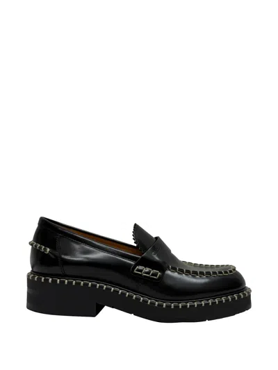 Pre-owned Chloé Vintage Noua Whipstitched Loafers In Black