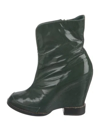 Pre-owned Chloé Vintage Patent Leather Boots In Green