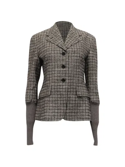 Pre-owned Chloé Vintage Plaid Single-breasted Blazer In Neutral