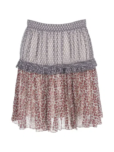 Pre-owned Chloé Vintage Printed Tiered Mini Skirt In Neutral