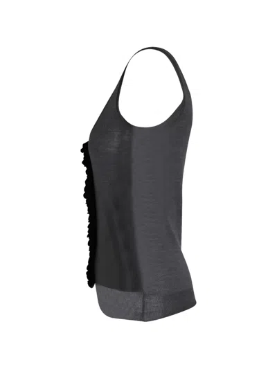 Pre-owned Chloé Vintage Ruffle-detail Scoop-neck Tank Top In Gray