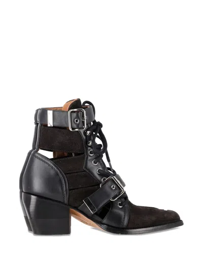 Pre-owned Chloé Vintage Rylee Cut-out Boots In Black