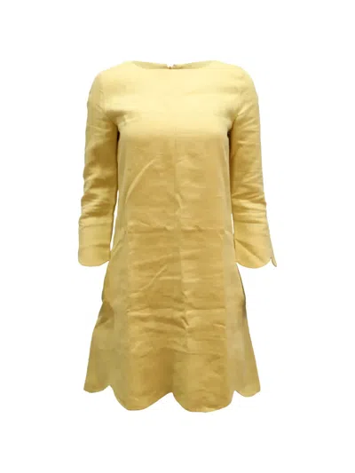 Pre-owned Chloé Vintage Scalloped Hem Shift Dress In Yellow