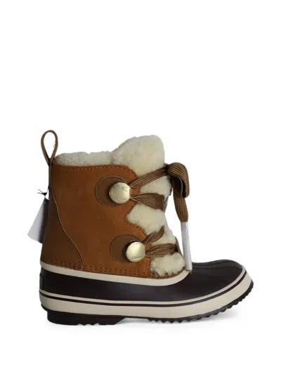 Pre-owned Chloé Vintage Shearling-trim Hiking Boots In Brown