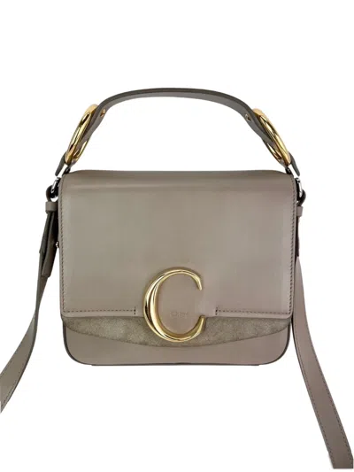 Pre-owned Chloé Vintage Small C Double Cross-body Bag In Gray